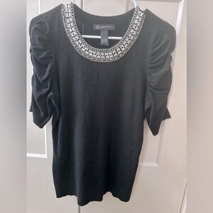 Bling ruched sleeve sweater